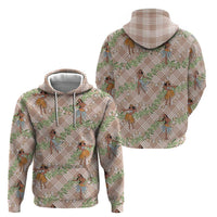 Beige Palaka Hula Girls Seamless Hawaii Aloha Hoodie - Polynesian Pride