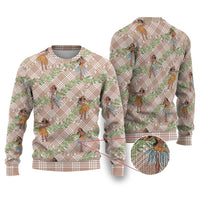 Beige Palaka Hula Girls Seamless Hawaii Aloha Ugly Christmas Sweater LT7 Beige - Polynesian Pride