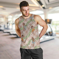 Beige Palaka Hula Girls Seamless Hawaii Aloha Men Tank Top - Polynesian Pride