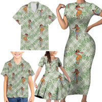 Mint Palaka Hula Girls Seamless Hawaii Aloha Family Matching Short Sleeve Bodycon Dress and Hawaiian Shirt LT7 - Polynesian Pride