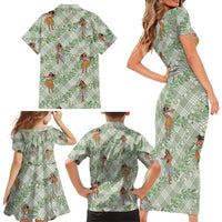 Mint Palaka Hula Girls Seamless Hawaii Aloha Family Matching Short Sleeve Bodycon Dress and Hawaiian Shirt LT7 - Polynesian Pride