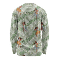 Mint Palaka Hula Girls Seamless Hawaii Aloha Long Sleeve Shirt LT7 - Polynesian Pride