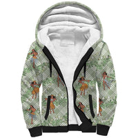 Mint Palaka Hula Girls Seamless Hawaii Aloha Sherpa Hoodie - Polynesian Pride