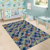 Navy Blue Palaka Hula Girls Seamless Hawaii Aloha Area Rug - Polynesian Pride