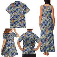 Navy Blue Palaka Hula Girls Seamless Hawaii Aloha Family Matching Tank Maxi Dress and Hawaiian Shirt LT7 - Polynesian Pride