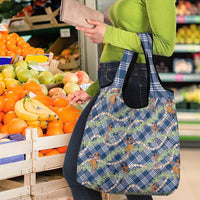 Navy Blue Palaka Hula Girls Seamless Hawaii Aloha Grocery Bag - Polynesian Pride