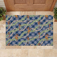 Navy Blue Palaka Hula Girls Seamless Hawaii Aloha Rubber Doormat - Polynesian Pride