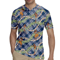 Navy Blue Palaka Hula Girls Seamless Hawaii Aloha Rugby Jersey - Polynesian Pride