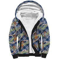 Navy Blue Palaka Hula Girls Seamless Hawaii Aloha Sherpa Hoodie - Polynesian Pride