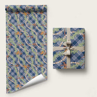 Navy Blue Palaka Hula Girls Seamless Hawaii Aloha Wrapping Paper