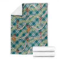 Teal Palaka Hula Girls Seamless Hawaii Aloha Blanket - Polynesian Pride