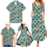 Teal Palaka Hula Girls Seamless Hawaii Aloha Family Matching Summer Maxi Dress and Hawaiian Shirt LT7 - Polynesian Pride