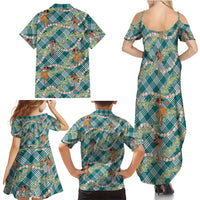 Teal Palaka Hula Girls Seamless Hawaii Aloha Family Matching Summer Maxi Dress and Hawaiian Shirt LT7 - Polynesian Pride