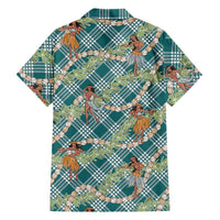 Teal Palaka Hula Girls Seamless Hawaii Aloha Family Matching Tank Maxi Dress and Hawaiian Shirt LT7 - Polynesian Pride