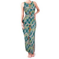 Teal Palaka Hula Girls Seamless Hawaii Aloha Family Matching Tank Maxi Dress and Hawaiian Shirt LT7 Mom's Dress Teal - Polynesian Pride