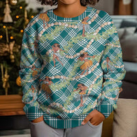 Teal Palaka Hula Girls Seamless Hawaii Aloha Kid Ugly Christmas Sweater LT7 - Polynesian Pride