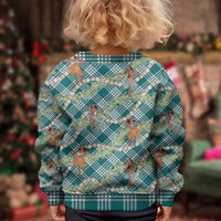 Teal Palaka Hula Girls Seamless Hawaii Aloha Kid Ugly Christmas Sweater LT7 - Polynesian Pride