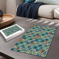 Teal Palaka Hula Girls Seamless Hawaii Aloha Puzzle - Polynesian Pride