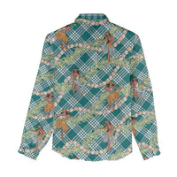 Teal Palaka Hula Girls Seamless Hawaii Aloha Women Casual Shirt - Polynesian Pride