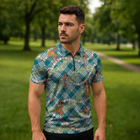 Teal Palaka Hula Girls Seamless Hawaii Aloha Zipper Polo Shirt - Polynesian Pride