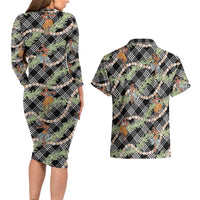 Sable Palaka Hula Girls Seamless Hawaii Aloha Couples Matching Long Sleeve Bodycon Dress and Hawaiian Shirt - Polynesian Pride