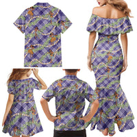 Lavender Palaka Hula Girls Seamless Hawaii Aloha Family Matching Mermaid Dress and Hawaiian Shirt LT7 - Polynesian Pride