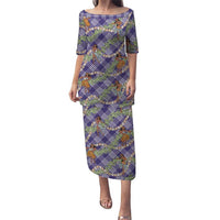Lavender Palaka Hula Girls Seamless Hawaii Aloha Family Matching Puletasi and Hawaiian Shirt LT7 Mom's Dress Lavender - Polynesian Pride