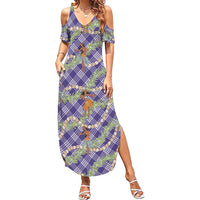 Lavender Palaka Hula Girls Seamless Hawaii Aloha Family Matching Summer Maxi Dress and Hawaiian Shirt LT7 Mom's Dress Lavender - Polynesian Pride