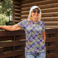 Lavender Palaka Hula Girls Seamless Hawaii Aloha Women Polo Shirt - Polynesian Pride