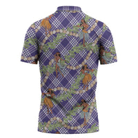 Lavender Palaka Hula Girls Seamless Hawaii Aloha Zipper Polo Shirt - Polynesian Pride