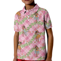Lokelani Pink Palaka Hula Girls Seamless Hawaii Aloha Kid Polo Shirt - Polynesian Pride