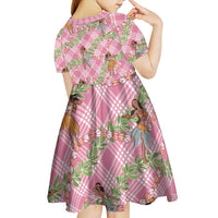 Lokelani Pink Palaka Hula Girls Seamless Hawaii Aloha Kid Short Sleeve Dress - Polynesian Pride