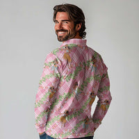 Lokelani Pink Palaka Hula Girls Seamless Hawaii Aloha Long Sleeve Polo Shirt - Polynesian Pride