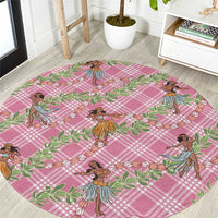 Lokelani Pink Palaka Hula Girls Seamless Hawaii Aloha Round Carpet LT7 Pink - Polynesian Pride