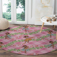Lokelani Pink Palaka Hula Girls Seamless Hawaii Aloha Round Carpet LT7 - Polynesian Pride