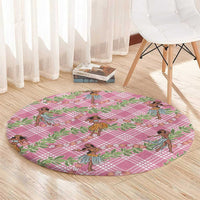 Lokelani Pink Palaka Hula Girls Seamless Hawaii Aloha Round Carpet LT7 - Polynesian Pride