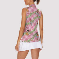Lokelani Pink Palaka Hula Girls Seamless Hawaii Aloha Women Sleeveless Polo Shirt LT7 - Polynesian Pride