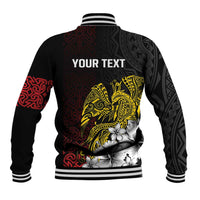 Personalized Papua New Guinea 50th Independence Anniversary Baseball Jacket Oro Tapa Mix Plumeria