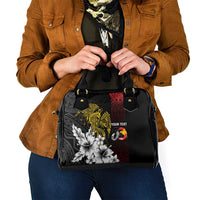 Personalized Papua New Guinea 50th Independence Anniversary Shoulder Handbag Oro Tapa Mix Plumeria