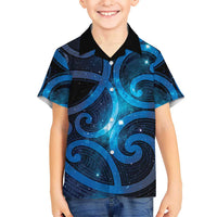 New Zealand Maori Matariki Family Matching Puletasi and Hawaiian Shirt Galaxy Kowhaiwhai LT7 Son's Shirt Galaxy - Polynesian Pride