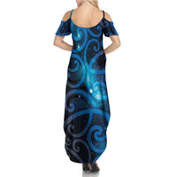 New Zealand Maori Matariki Family Matching Summer Maxi Dress and Hawaiian Shirt Galaxy Kowhaiwhai LT7 - Polynesian Pride