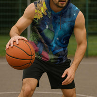 Tui Bird New Zealand Starry Sky Sleeveless Hoodie Maori Koru