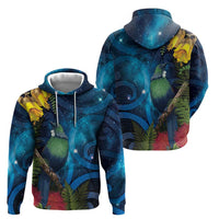 Tui Bird New Zealand Starry Sky Zip Hoodie Maori Koru