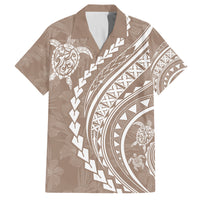 Hawaii Family Matching Outfits Polynesian Pride Summer Maxi Dress And Shirt Family Set Clothes Turtle Hibiscus Luxury Style - Beige LT7 Dad's Shirt - Short Sleeve Beige - Polynesian Pride