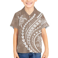 Hawaii Family Matching Outfits Polynesian Pride Summer Maxi Dress And Shirt Family Set Clothes Turtle Hibiscus Luxury Style - Beige LT7 Son's Shirt Beige - Polynesian Pride