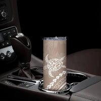 Polynesian Pride Skinny Tumbler Turtle Hibiscus Luxury Style - Beige