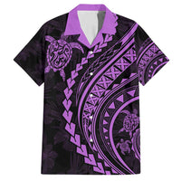 Hawaii Family Matching Outfits Polynesian Pride Summer Maxi Dress And Shirt Family Set Clothes Turtle Hibiscus Luxury Style - Lilac LT7 Dad's Shirt - Short Sleeve Purple - Polynesian Pride