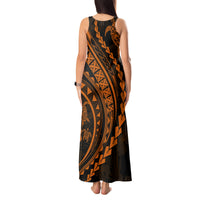 Polynesian Pride Tank Maxi Dress Turtle Hibiscus Luxury Style - Orange LT7 - Polynesian Pride