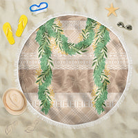 Hawai'i Paniolo Maile Twisted Lei Beach Blanket Almond Brown LT7 One Size 150cm Brown - Polynesian Pride
