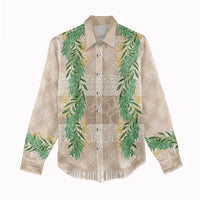 Hawai'i Paniolo Maile Twisted Lei Women Casual Shirt Almond Brown LT7 - Polynesian Pride